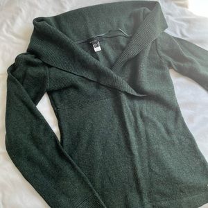 Dark Green Mango Off- Shoulder Sweater
